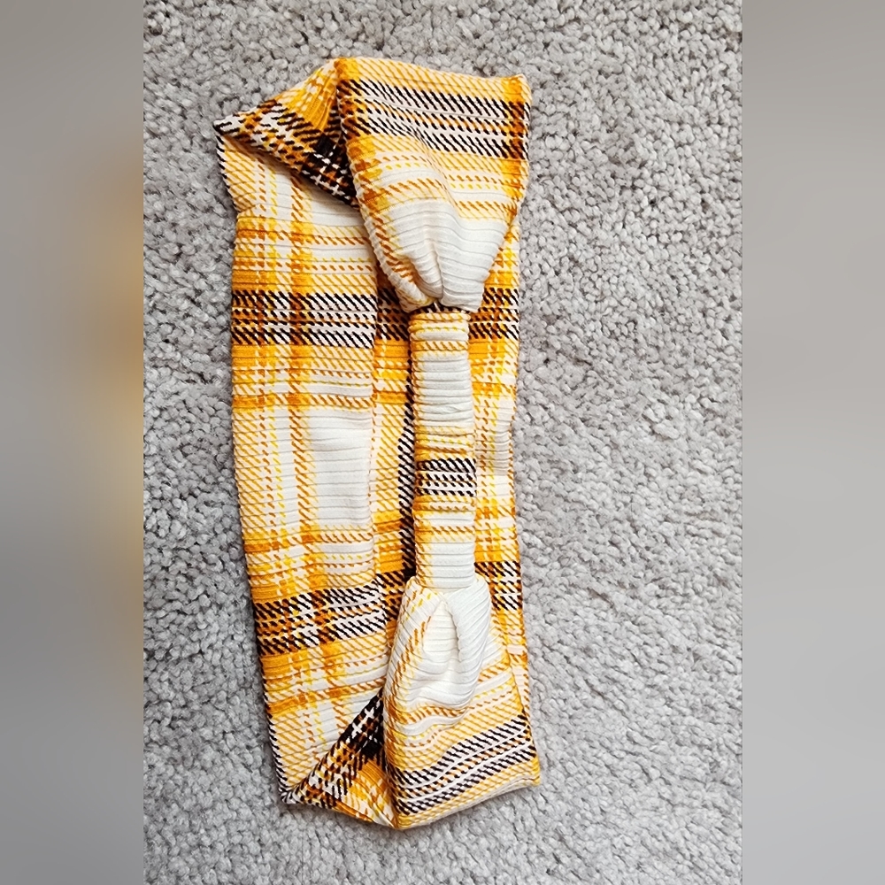 Yellow Plaid Wrap Headband